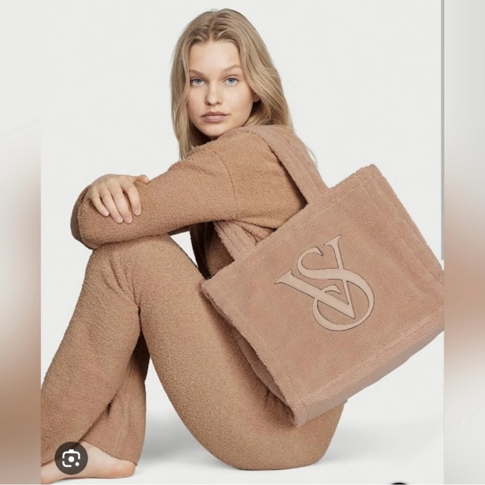 Victoria's Secret Beige Plush Fleece Tote Bag